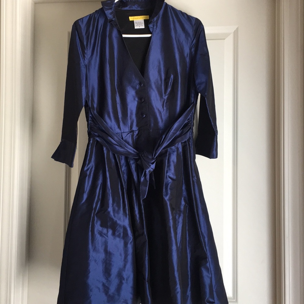 Navy blue silk dress